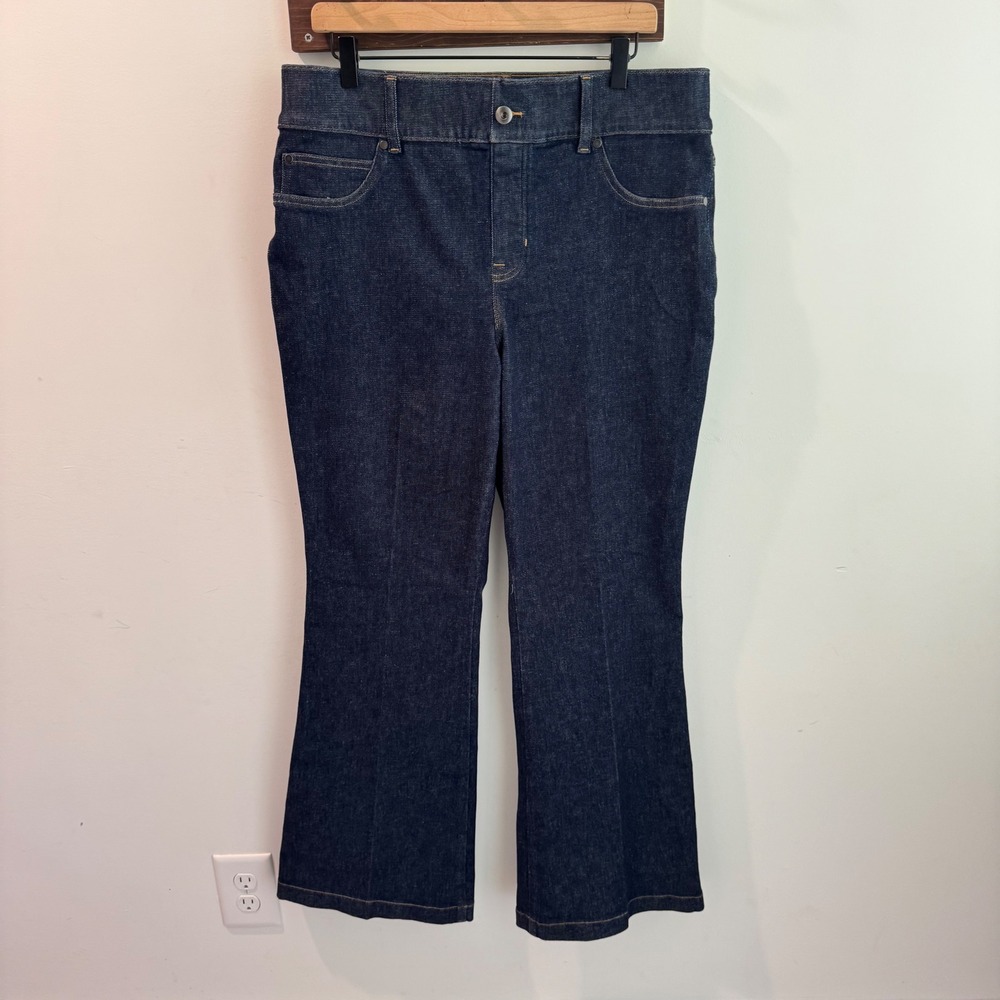 Spanx Denim Flare Jeans Raw Indigo Wash Stretch‎ Pull On 1X Tall NWT